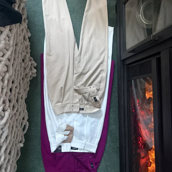 Express Women's Trousers Trio - Magenta, White, Beige 2 NWT 1 New w/o Tags 0S - Picture 6 of 6